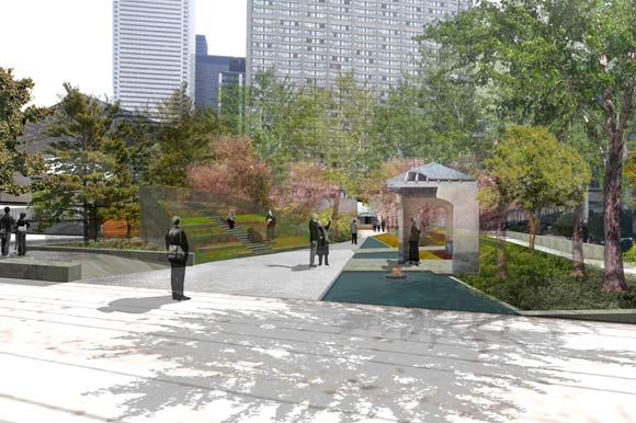 View of the relocated Peace Garden.